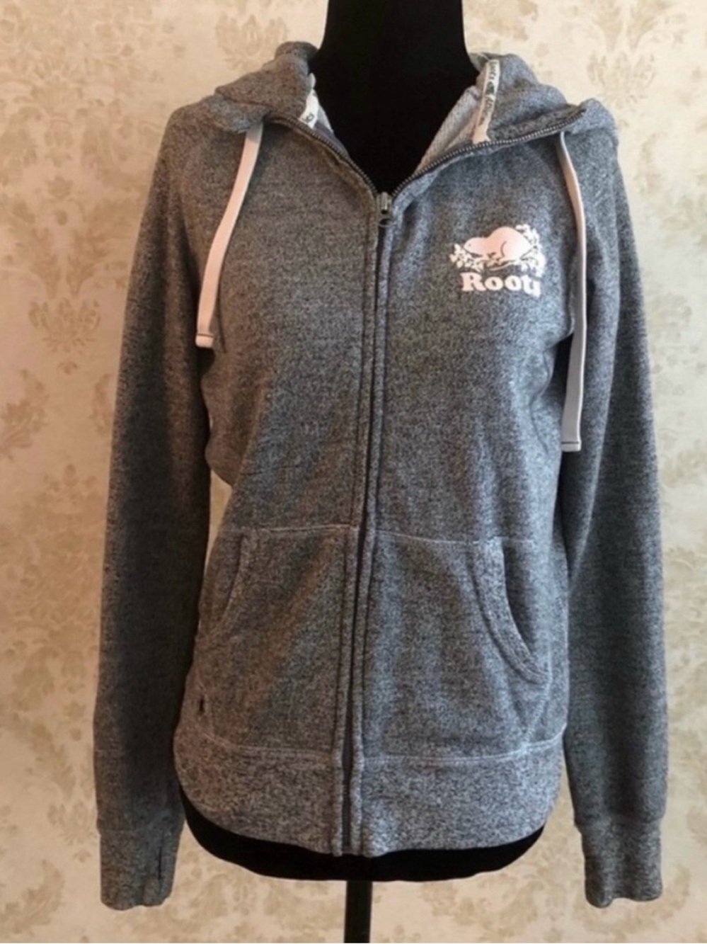 Roots Women's Heather Gray Zip-Up Hoodie Jacket